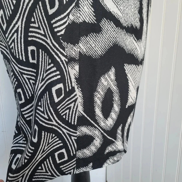 $158 NWT Cache Dress Black White Strerch Linned Abstract Sleveless Keyhole Sz M - Picture 11 of 16
